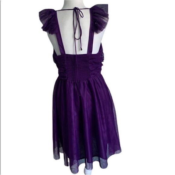 Anthropologie Maeve Ruffled Purple Tulle Mini Dress| Size M - Picture 8 of 10
